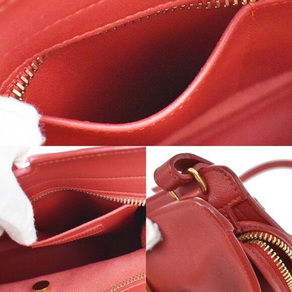 SAINT LAURENT YSL Logo Cabas 2 Way Hand Bag Leather Red GHW Italy 29KB315 - Picture 11 of 16